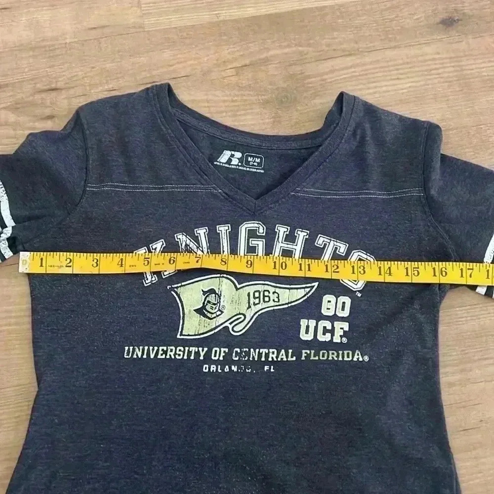 UCF Knights Russell Athletic V-Neck Tee Womens M Black Gold Football Shirt - Picture 2 of 7